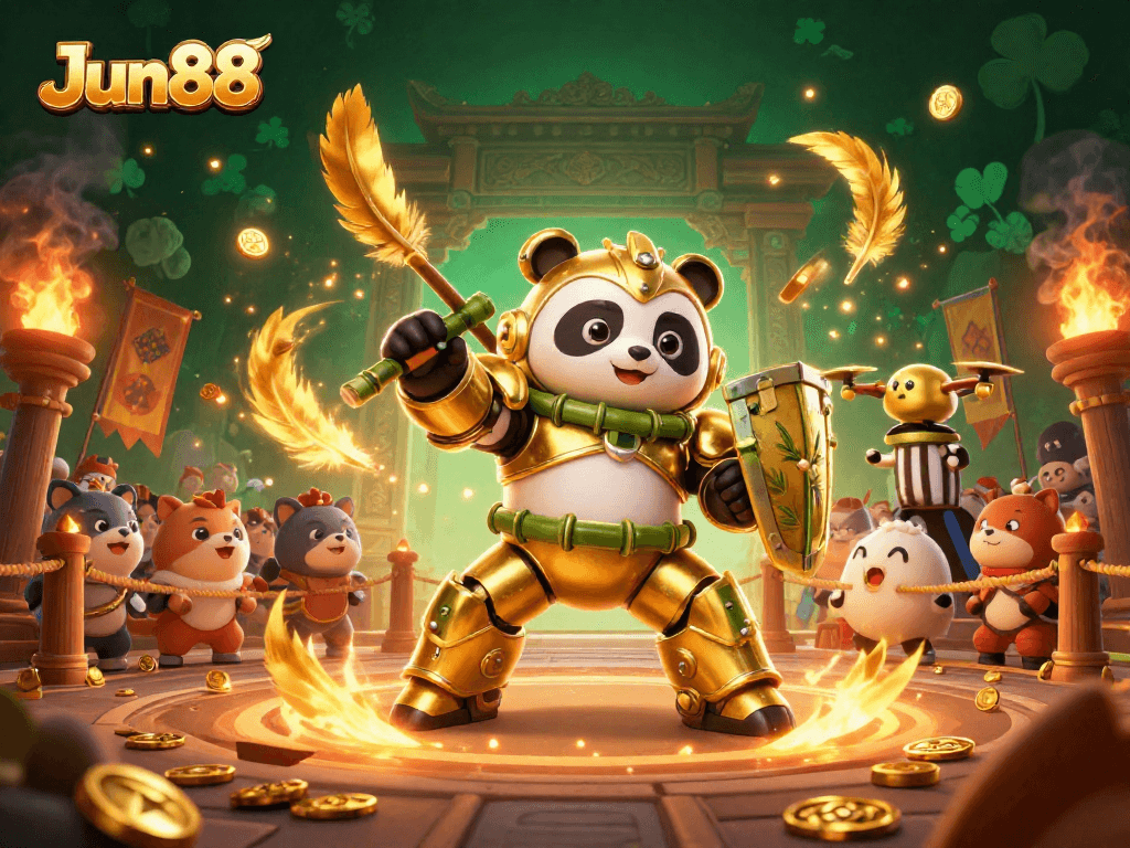 Engage in thrilling action at Jun88's vibrant casino with dynamic illustrations.