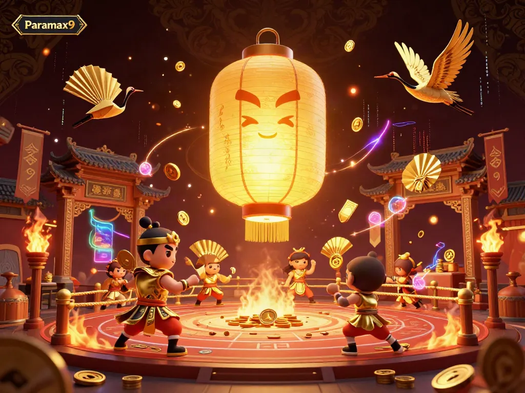 Join the excitement at Paramax9 Casino with a vibrant illustration capturing the thrill of gaming and luck.