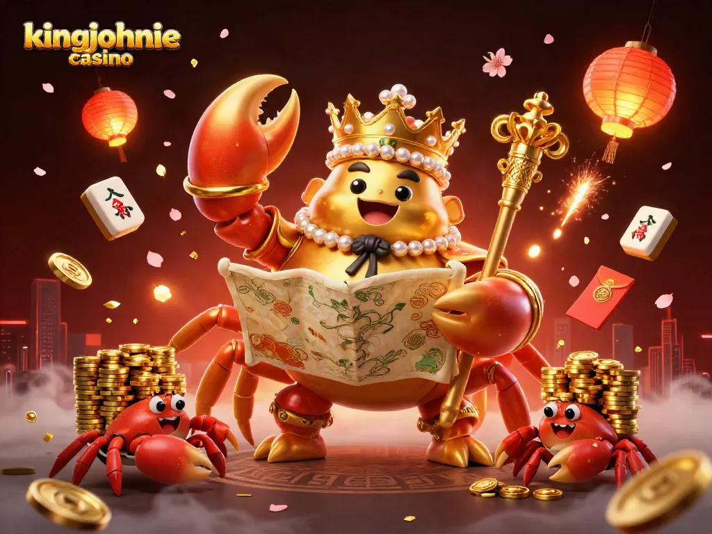 Experience exciting gaming at kingjohnnie casino with the grand golden crab emperor surrounded by allure and fortune.