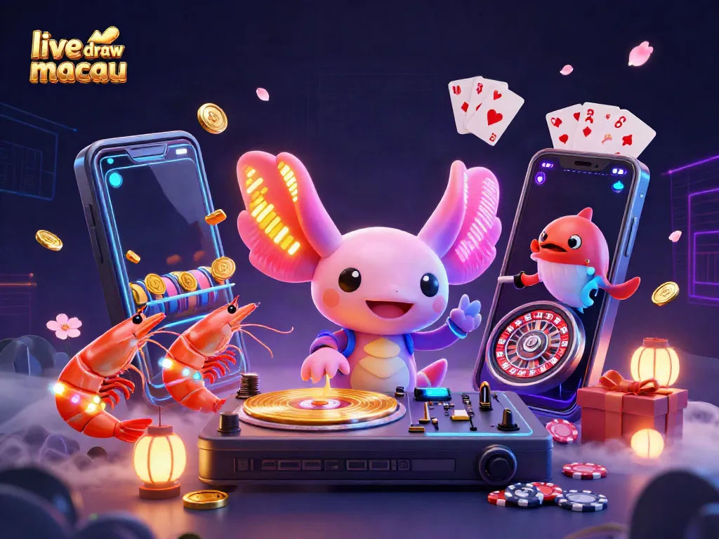 Menangkan live draw macau dengan ilustrasi kasino yang penuh warna dan banyak elemen menarik dari permainan judi.