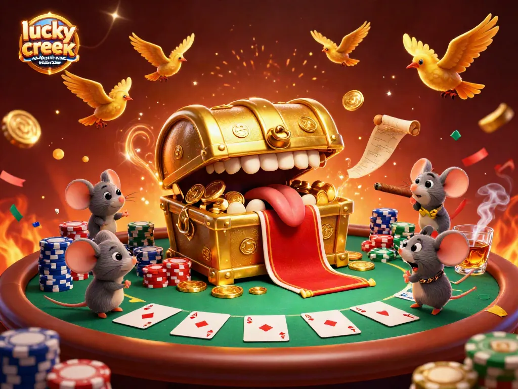Engage with lucky creek no deposit bonus codes through an exciting 3D casino adventure scene filled with treasure and excitement.