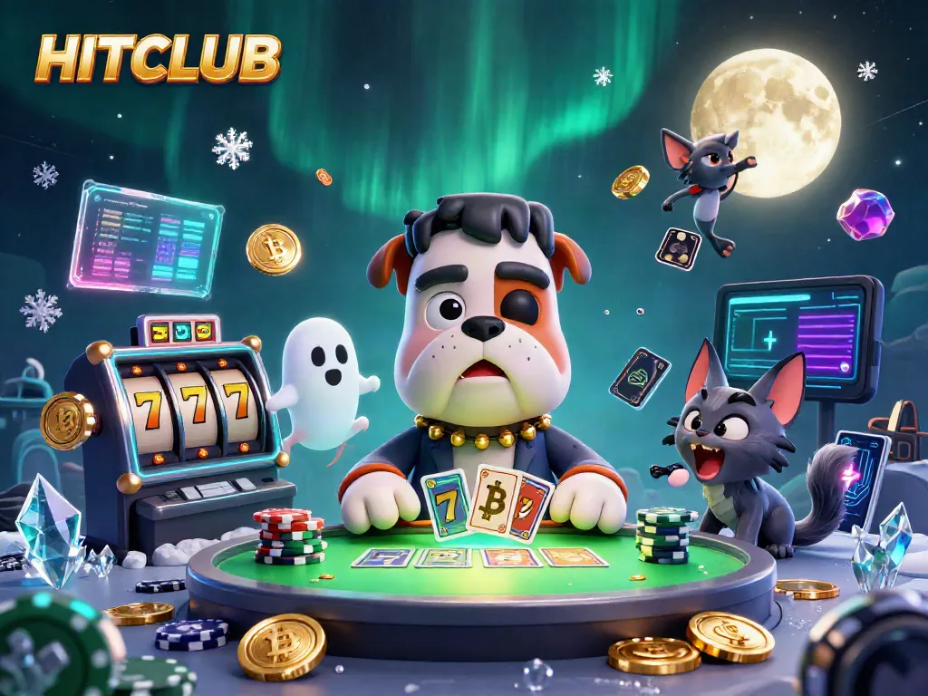Experience casino excitement with HITCLUB's playful characters at the card table.