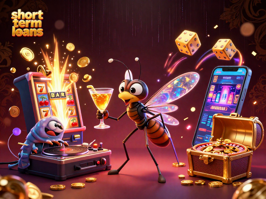 Experience winning short term loans as a vibrant casino scene showcases exciting gaming elements.