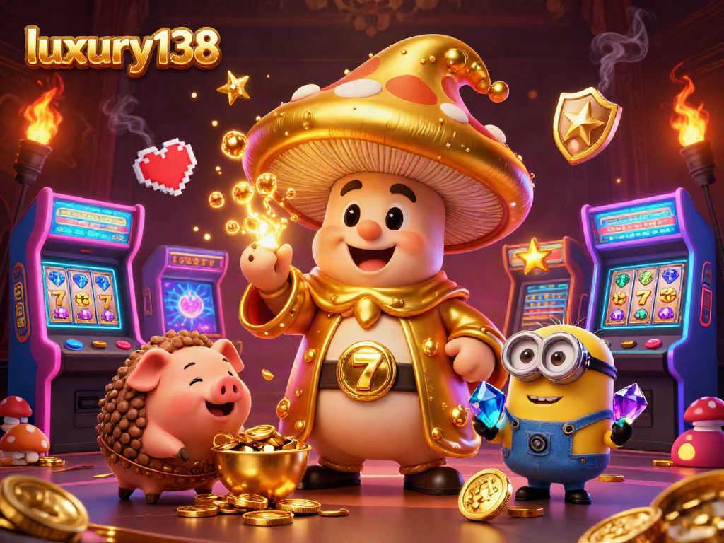Menangkan jackpot di luxury138 dengan mesin slot dan keajaiban wizard dalam ilustrasi kasino yang menakjubkan.