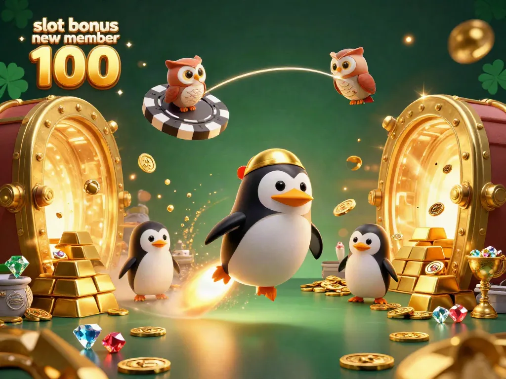 Experience exhilarating wins with slot bonus new member 100, featuring a whimsical scene of adventure in a vibrant casino world.