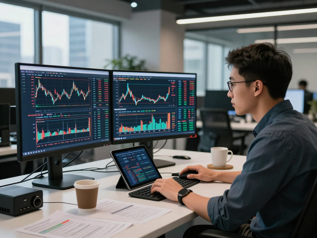 分析港股回测行情接口的高科技金融交易环境,展示实时数据和交易图表。