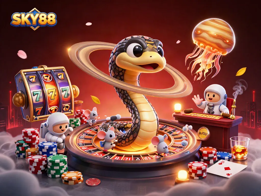 Experience thrilling gameplay with SKY88's vibrant slots and cosmic gambling elements.