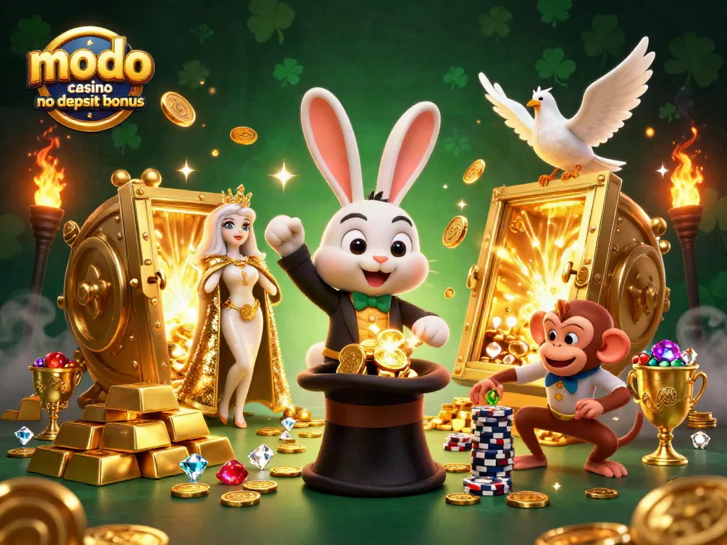 Enjoy winning thrills with the modo casino no deposit bonus, featuring a vibrant casino scene full of magical characters and rewards.