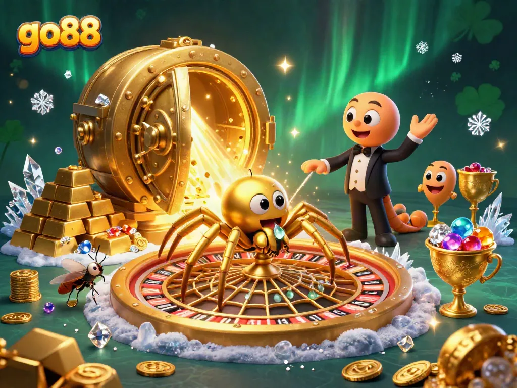 Experience the excitement of go88 by spinning the roulette wheel with vibrant, 3D illustration