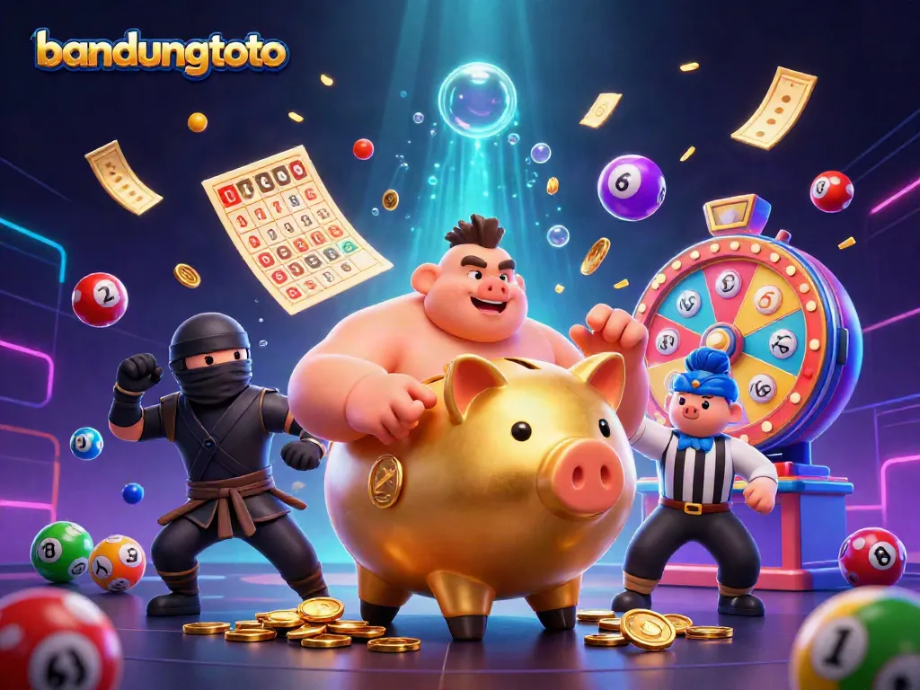 Experience excitement with bandungtoto's dynamic gaming scene featuring thrilling characters and vibrant lottery elements.