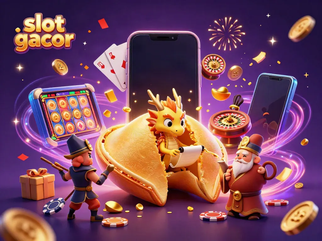 Experience the excitement of slot gacor with a magical casino scene featuring vibrant characters and games.