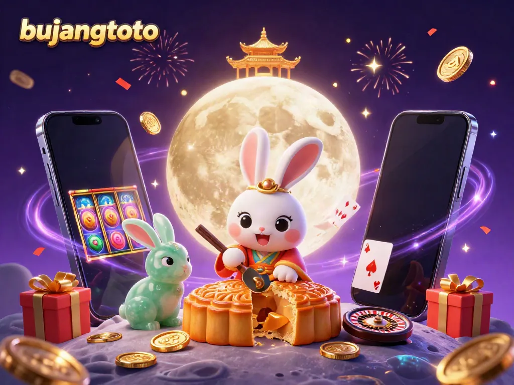 Engage with bujangtoto at the moon-themed casino adventure featuring lively characters and vibrant game elements.