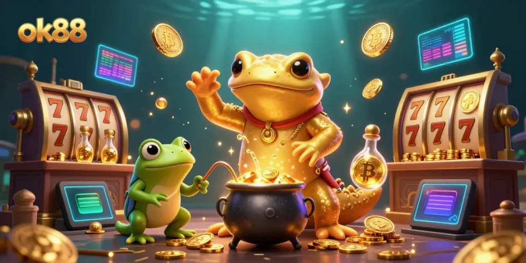 Engage in exhilarating gameplay with ok88 featuring vibrant 3D characters and casino elements.
