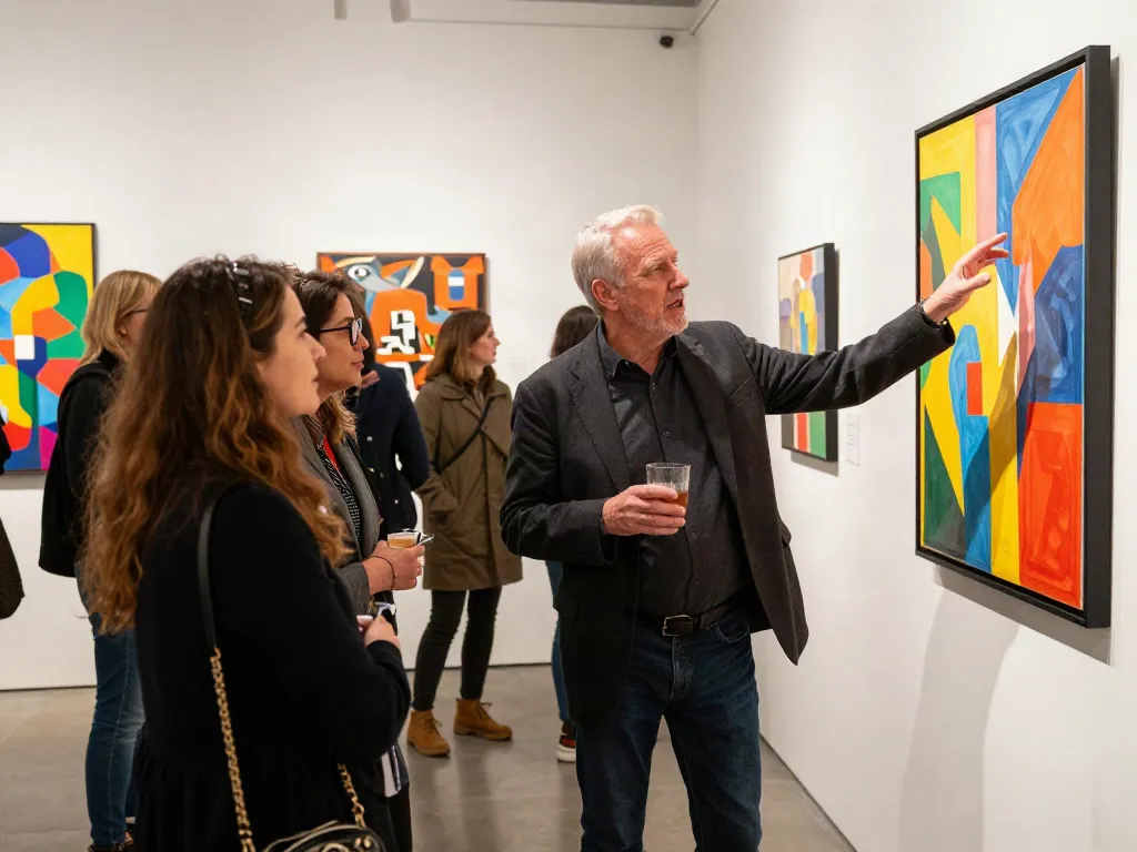 Bruce Bailey Toronto engaging with local artists at a vibrant art gallery event, showcasing contemporary works.