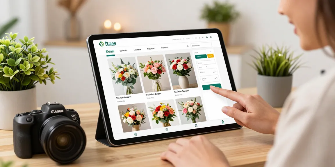 Pengguna bos88 memilih bunga cantik untuk pengiriman dengan antusias di toko online.