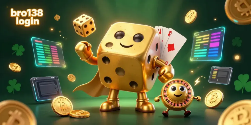 Engage in thrilling gameplay with bro138 login featuring golden dice golem and crypto elements.