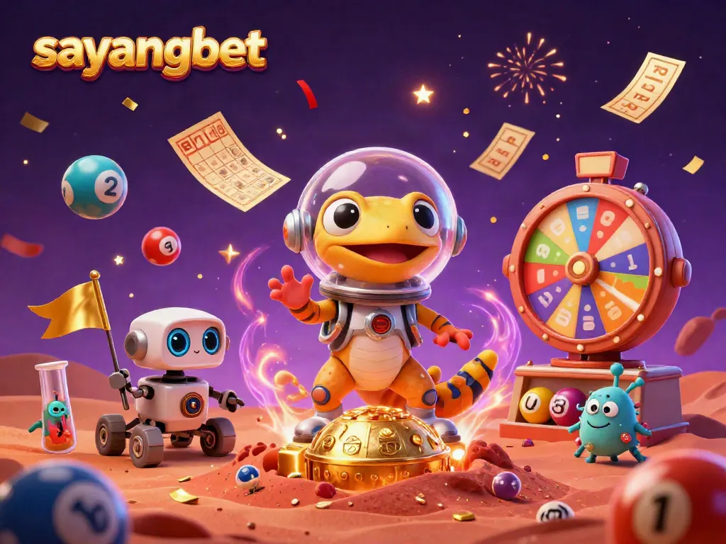 Engage with the vibrant world of Sayangbet as a Martian gecko and robot rover discover golden casino treasures.