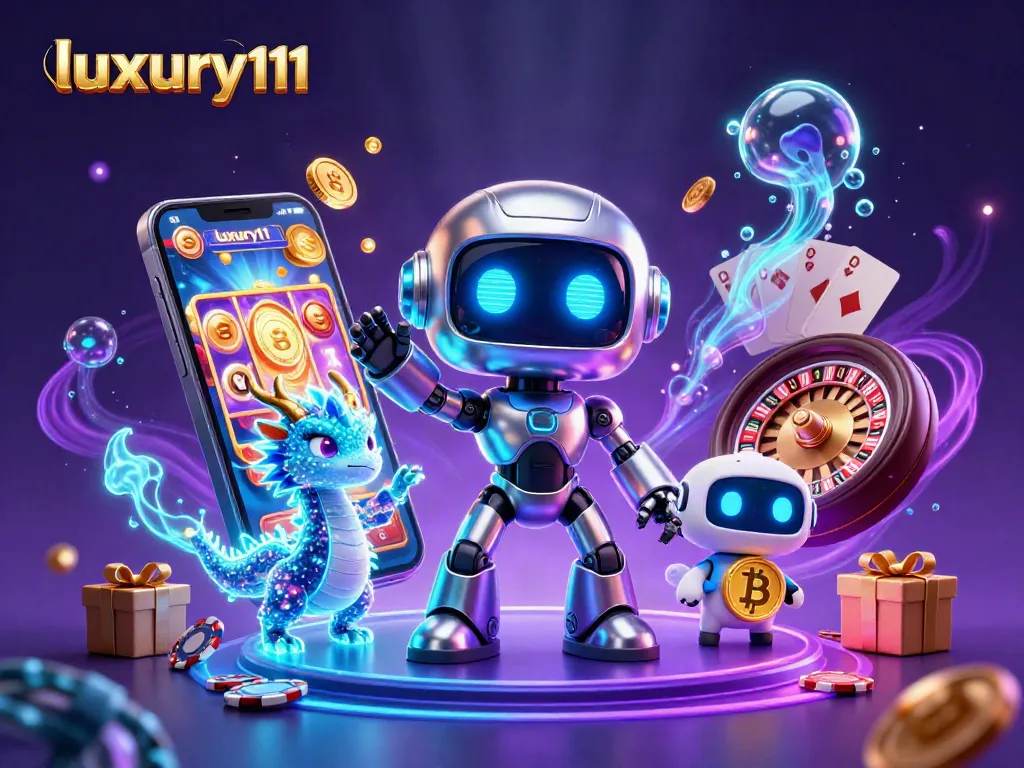Play and win big with luxury111, showcasing vibrant slot games and dynamic casino elements.