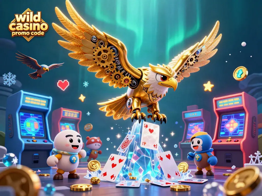 Experience the excitement of the wild casino promo code with a golden eagle and dynamic gaming elements.